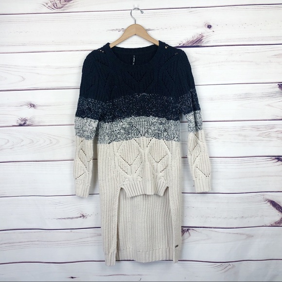 Smash! Blue Ombré High Low Cable Knit Sweater XS - Picture 4 of 8